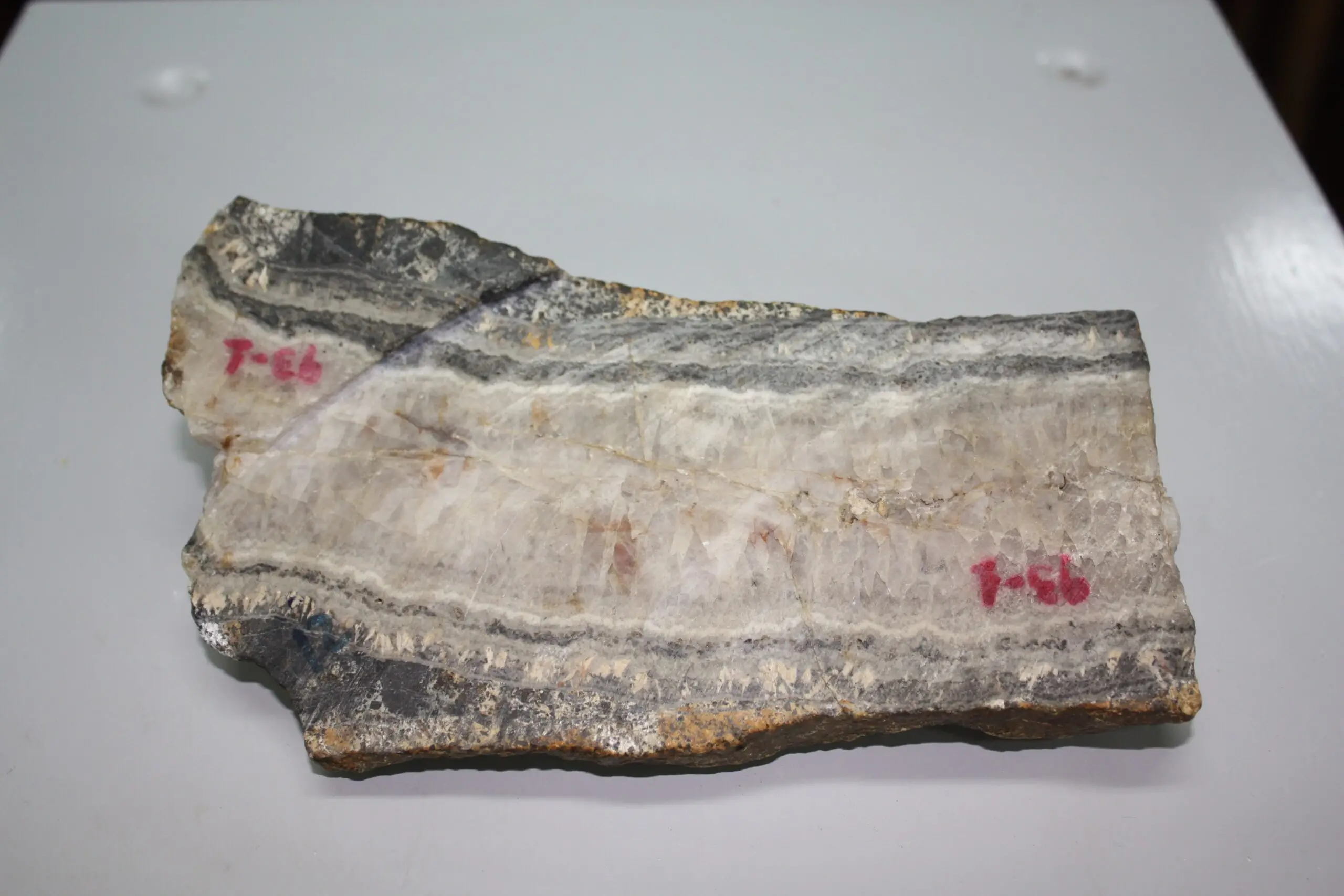 Textura costriforme; muestra extraída de Cerro Vanguardia. Cátedra de Yacimientos ,UBA.